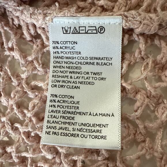 Silence + Noise Open Knit Sweater Pink Cotton Blend Soft Grunge Boho Chic Size M - Picture 6 of 8